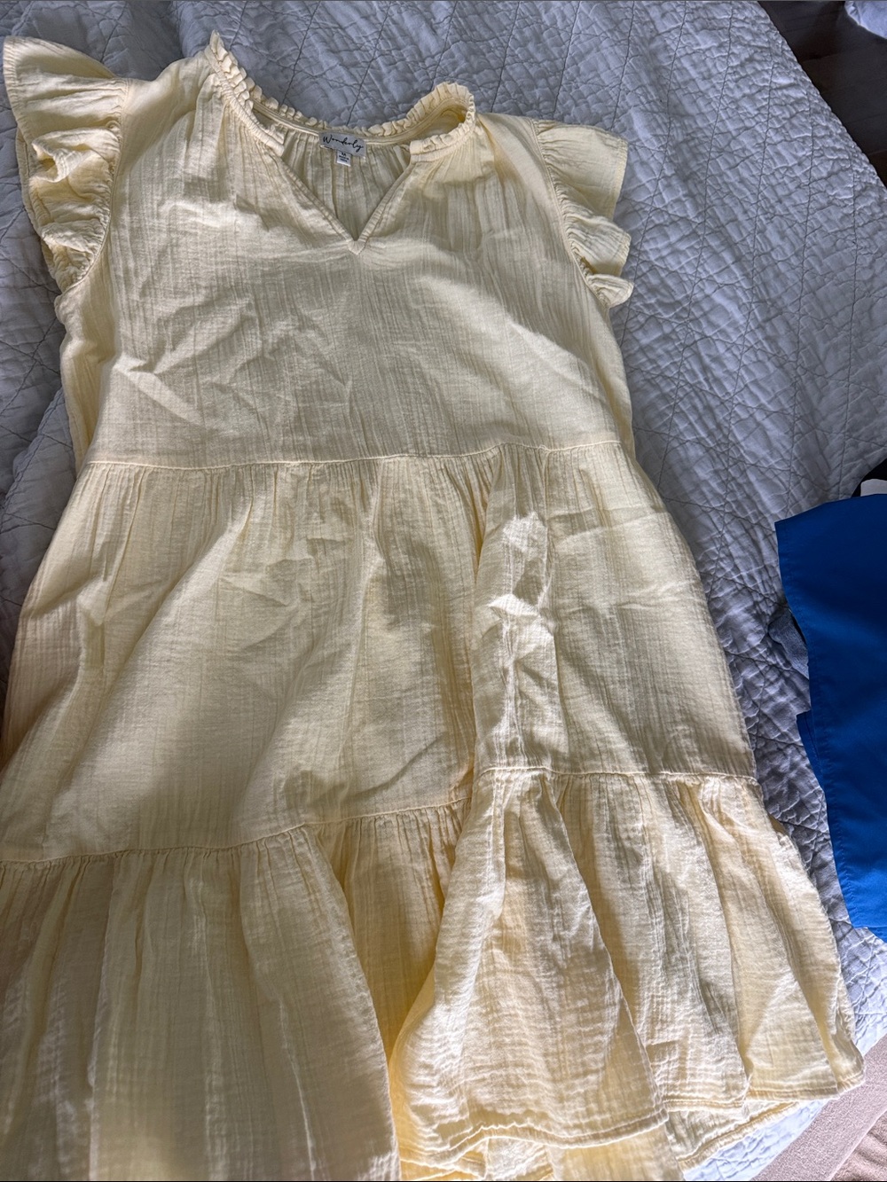 Wonderly Pale Yellow Tiered Ruffle Casual Dress